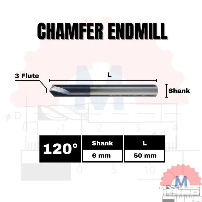 Chamfer End Mill 120° 3F V Endmill D3 – D12