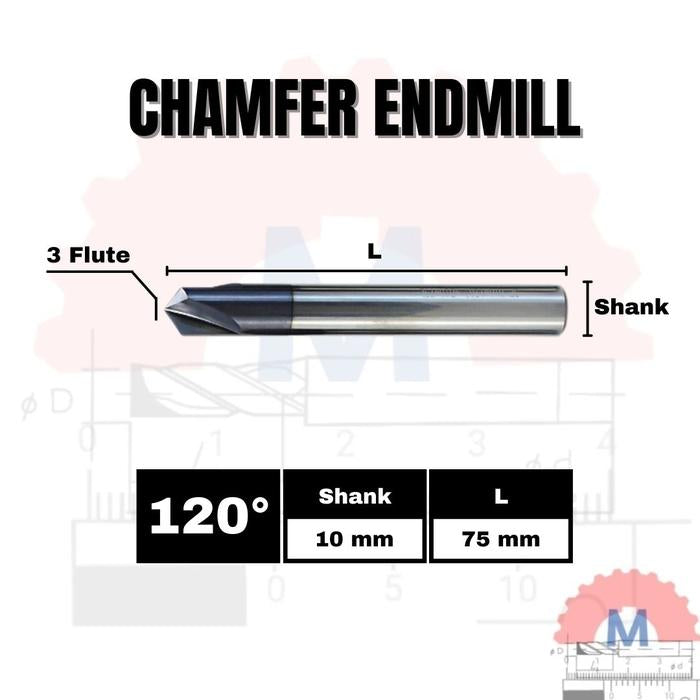 Chamfer End Mill 120° 3F V Endmill D3 – D12