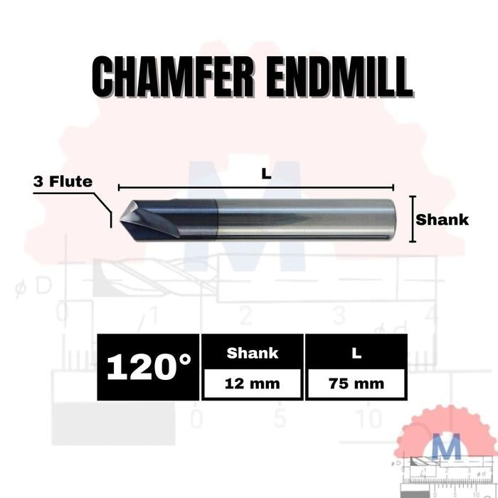 Chamfer End Mill 120° 3F V Endmill D3 – D12