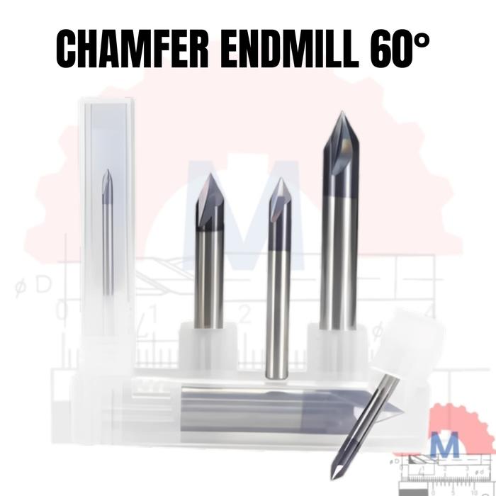 Chamfer Endmill 3F 60° V Bit CNC Router D3–D12