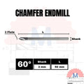 Chamfer Endmill 3F 60° V Bit CNC Router D3–D12