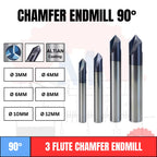 Chamfer Endmill 3F 90° V Bit CNC Router D3–D12