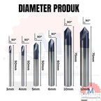 Chamfer Endmill 3F 90° V Bit CNC Router D3–D12