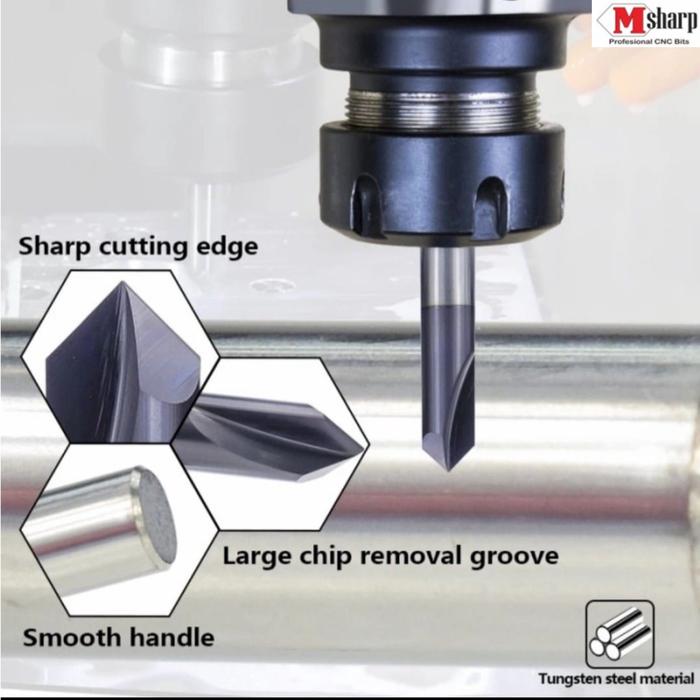 Chamfer Endmill 3F 90° V Bit CNC Router D3–D12