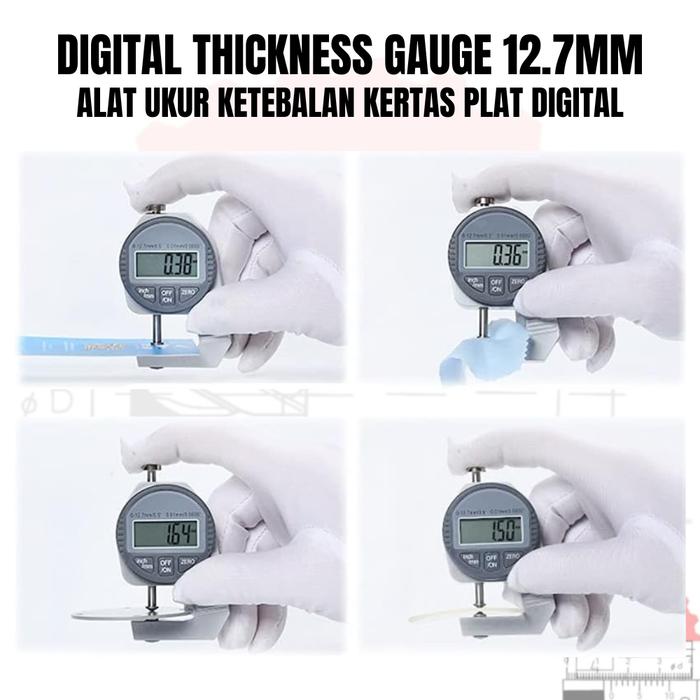 Digital Thickness Gauge Alat Ukur Ketebalan Plastik Plat Kertas dll