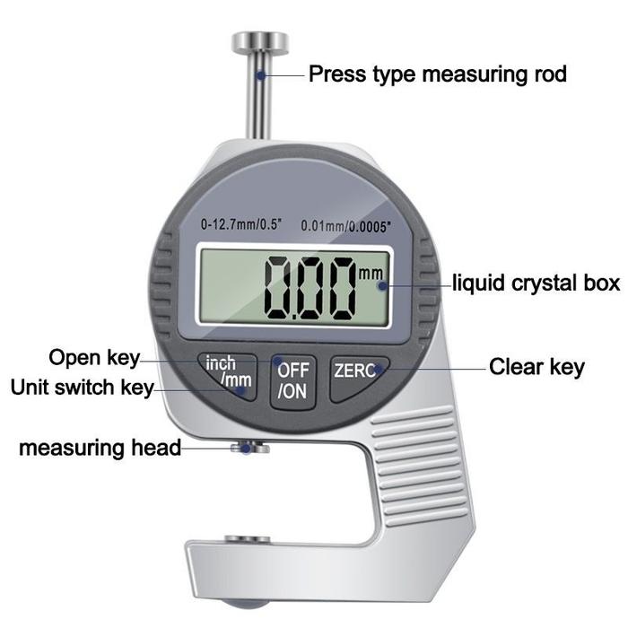 Digital Thickness Gauge Alat Ukur Ketebalan Plastik Plat Kertas dll