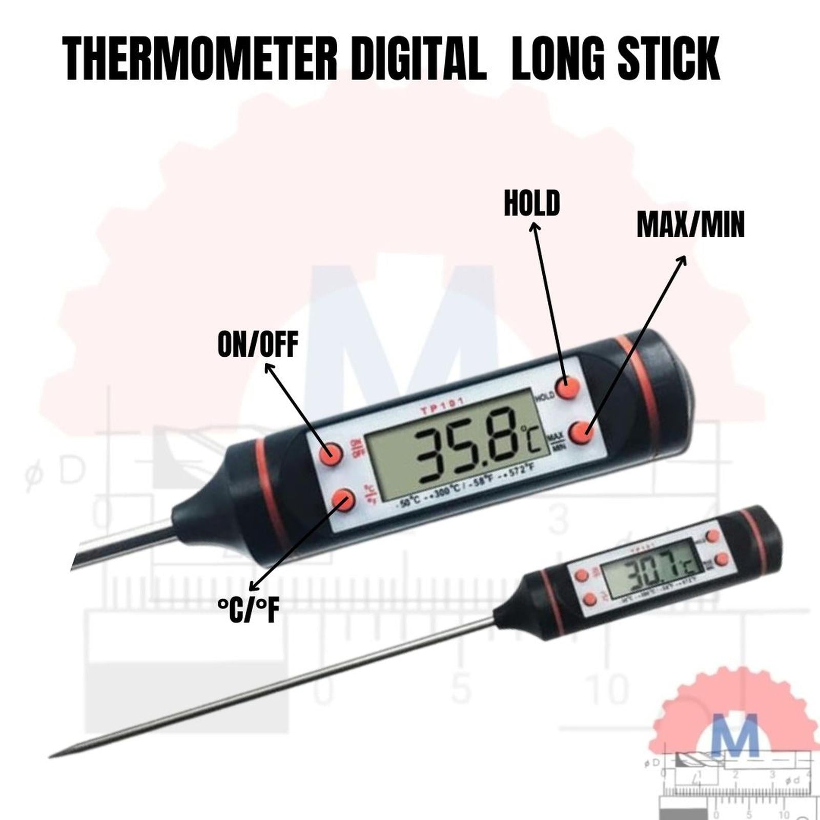 Digital Thermometer Long Stick 30cm Thermometer AC Mobil Makanan