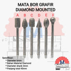 Diamond Mounted Point Burr 6mm Shank 3mm Rotary Diamond Burr