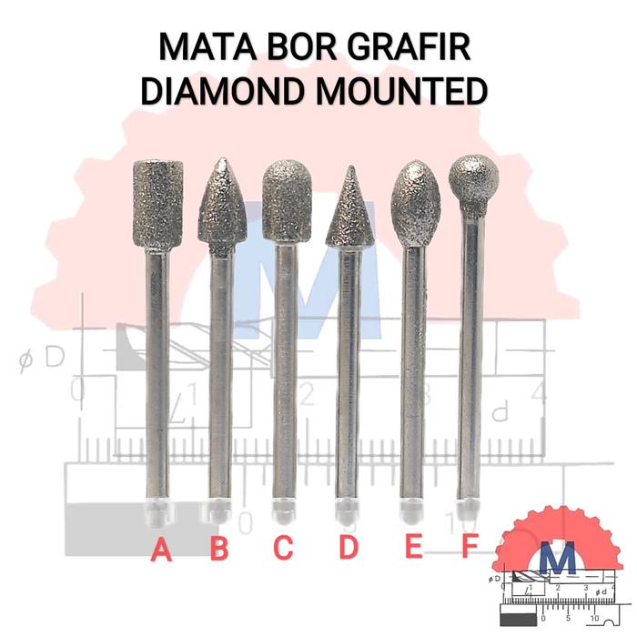 Diamond Mounted Point Burr 6mm Shank 3mm Rotary Diamond Burr