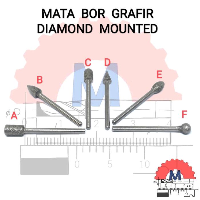 Diamond Mounted Point Burr 6mm Shank 3mm Rotary Diamond Burr