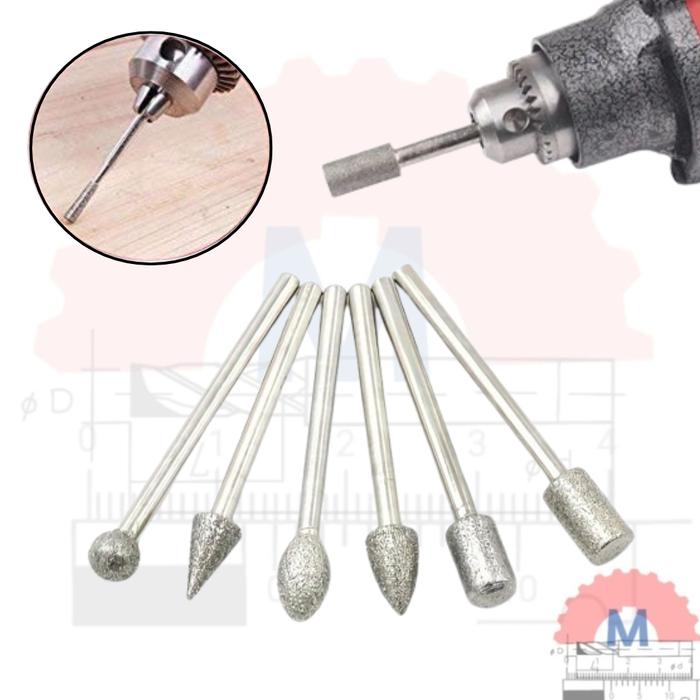 Diamond Mounted Point Burr 6mm Shank 3mm Rotary Diamond Burr