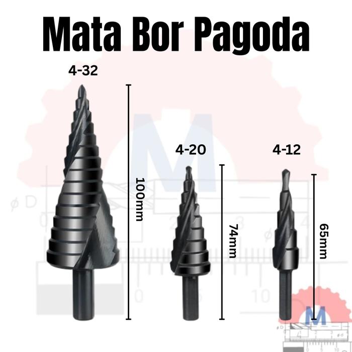 HSS Cobalt Step Drill Bits Pagoda Spiral 4-32mm