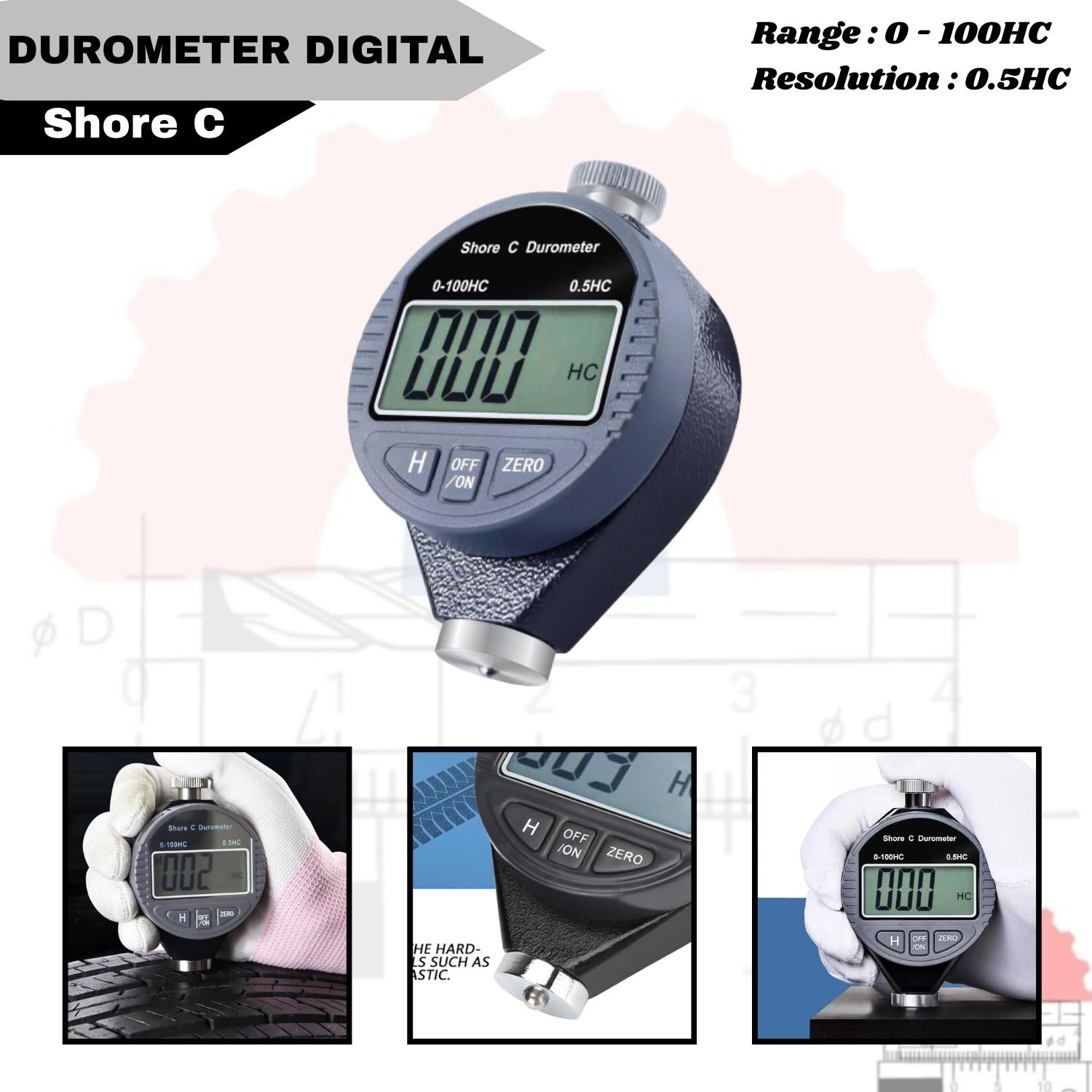Durometer Shore Hardness Tester Alat Ukur Kekerasan Karet Plastik