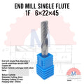 Single Flute End Mill 6mm CNC Router Bit Spiral 1F