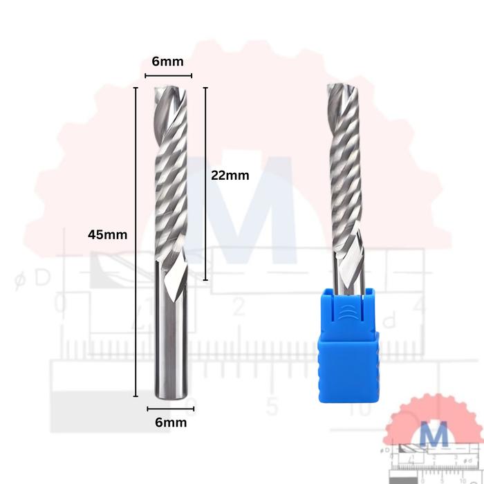 Single Flute End Mill 6mm CNC Router Bit Spiral 1F