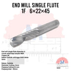 Single Flute End Mill 6mm CNC Router Bit Spiral 1F
