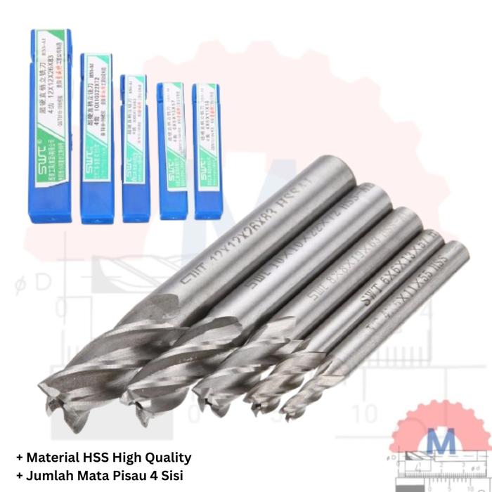 HSS End Mill 4 Flute Milling Cutter HSS Endmill