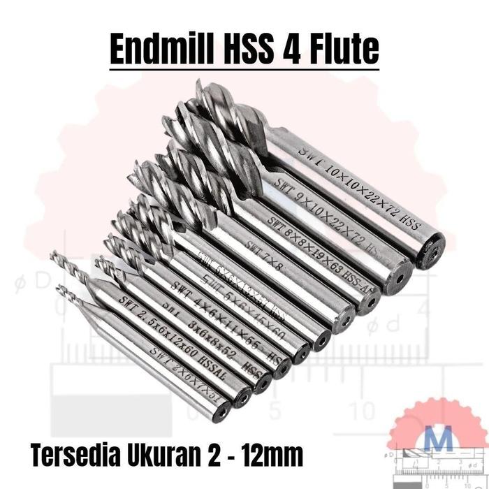 HSS End Mill 4 Flute Milling Cutter HSS Endmill