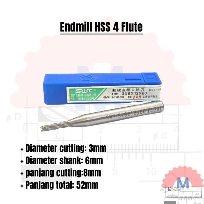 HSS End Mill 4 Flute Milling Cutter HSS Endmill