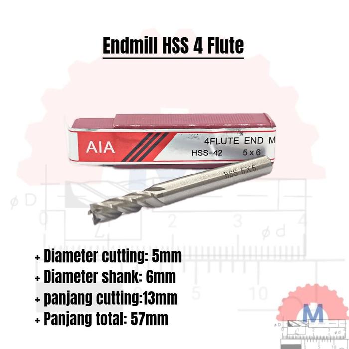 HSS End Mill 4 Flute Milling Cutter HSS Endmill