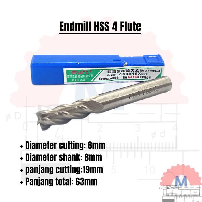 HSS End Mill 4 Flute Milling Cutter HSS Endmill