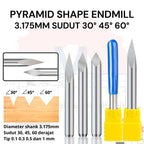 Mata Grafir V Bit Pyramid CNC Engraving Shank 3.175mm