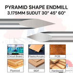 Mata Grafir V Bit Pyramid CNC Engraving Shank 3.175mm