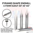 Mata Grafir V Bit Pyramid CNC Engraving Shank 3.175mm