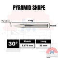 Mata Grafir V Bit Pyramid CNC Engraving Shank 3.175mm