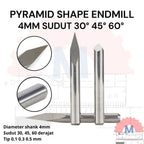Mata Grafir V Bit Pyramid CNC Router Carbide Shank 4mm
