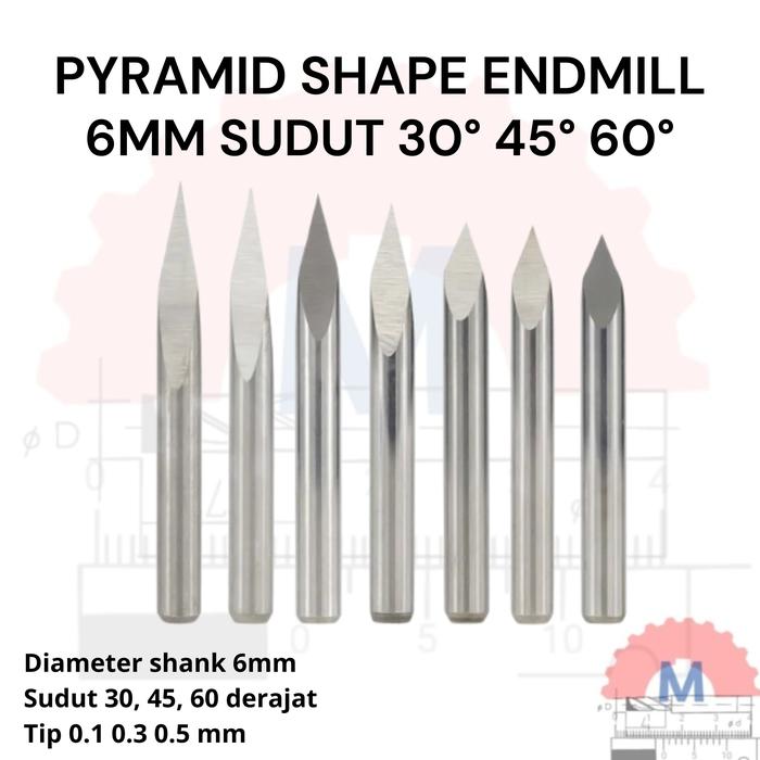 Mata Grafir V Bit Pyramid CNC Router Carbide Shank 6mm