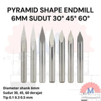 Mata Grafir V Bit Pyramid CNC Router Carbide Shank 6mm