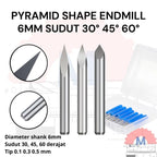Mata Grafir V Bit Pyramid CNC Router Carbide Shank 6mm