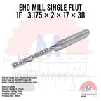Endmill 1F Spiral 2mm Single Flute CNC Router Bit  CL 17