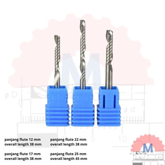 Endmill 1F Spiral 3.175mm Single Flute CNC Router Bit