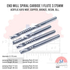 Endmill 1F Spiral 3.175mm Single Flute CNC Router Bit