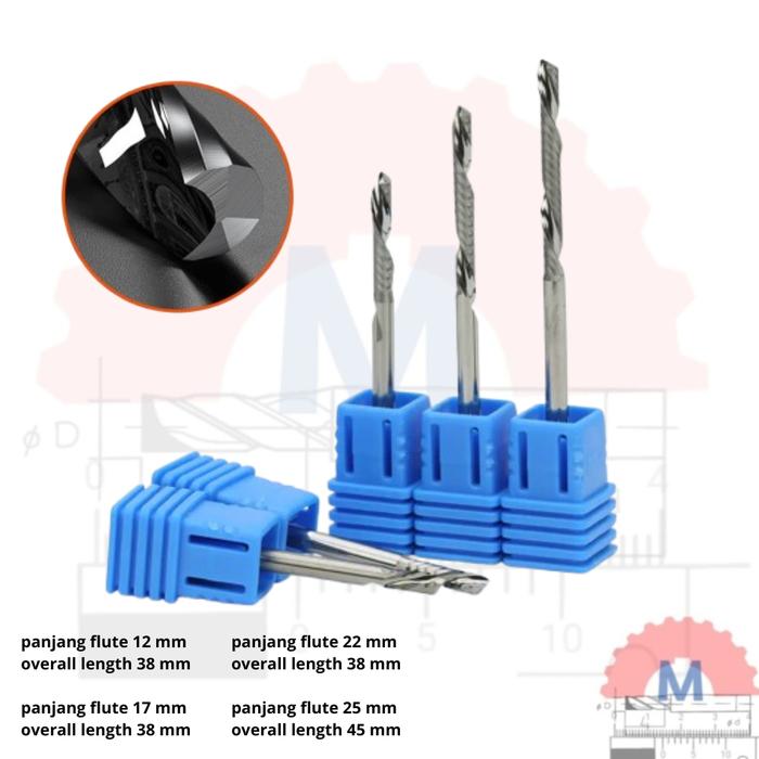 Endmill 1F Spiral 3.175mm Single Flute CNC Router Bit