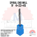 Endmill 1 Flute Spiral 4mm CNC Router Bit Single Flute End Mill