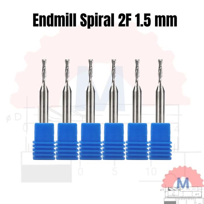 Endmill 2 Flute Spiral 1.5mm CNC Router Bit Carbide 2F