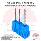 Endmill 2 Flute Spiral 2mm CNC Router Bit Carbide