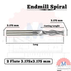 Endmill 2 Flute Spiral 3.175mm CNC Router Bit Carbide
