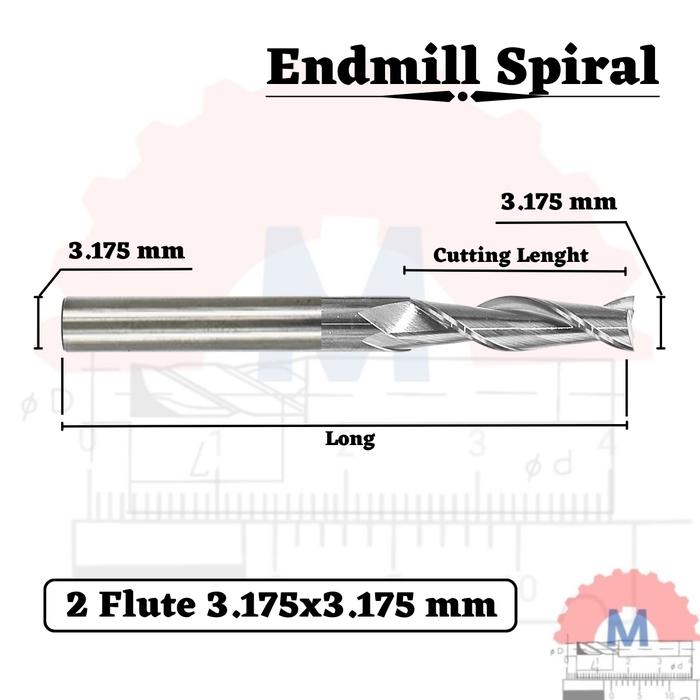 Endmill 2 Flute Spiral 3.175mm CNC Router Bit Carbide