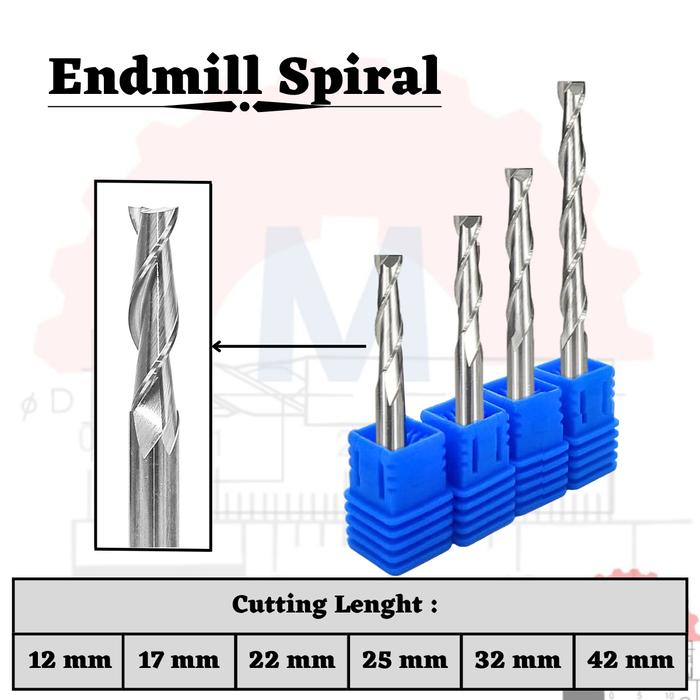 Endmill 2 Flute Spiral 3.175mm CNC Router Bit Carbide