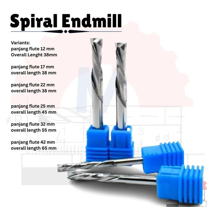 Endmill 2 Flute Spiral 3.175mm CNC Router Bit Carbide