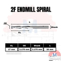 Endmill 2 Flute Spiral 3.175mm CNC Router Bit Carbide