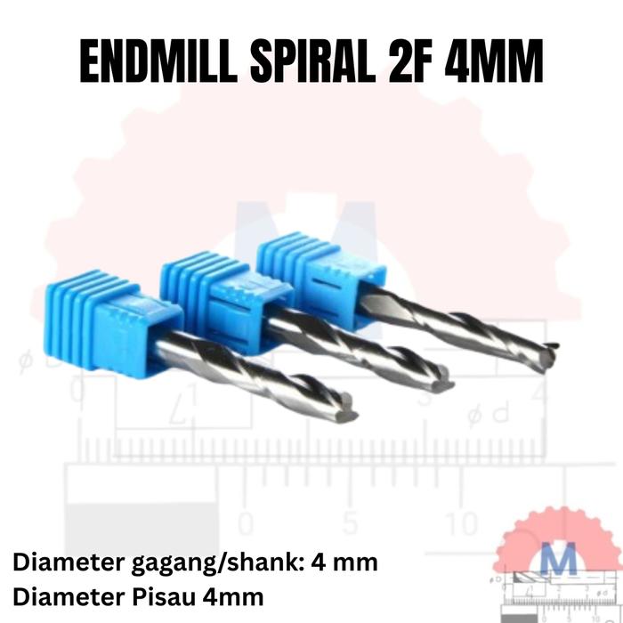 Endmill 2 Flute Spiral 4mm CNC Router Bit Carbide