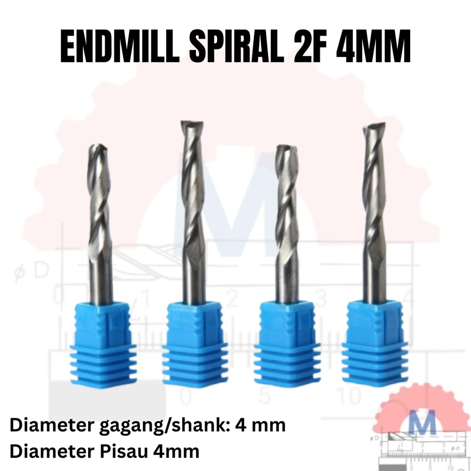 Endmill 2 Flute Spiral 4mm CNC Router Bit Carbide