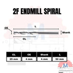 Endmill 2 Flute Spiral 4mm CNC Router Bit Carbide