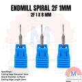 Endmill 2 Flute Spiral 1mm CNC Router Bit Carbide