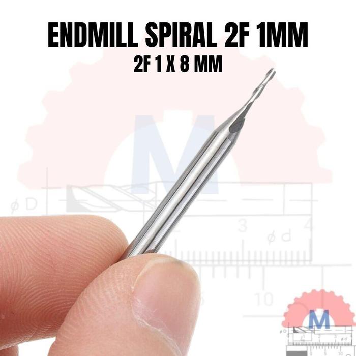 Endmill 2 Flute Spiral 1mm CNC Router Bit Carbide